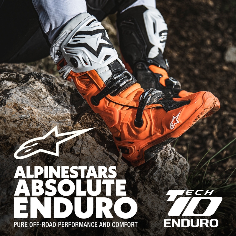 Alpinestars Tech 10 Enduro fluo πορτοκαλί-μαύρο-λευκό μπότες μοτοσικλέτας