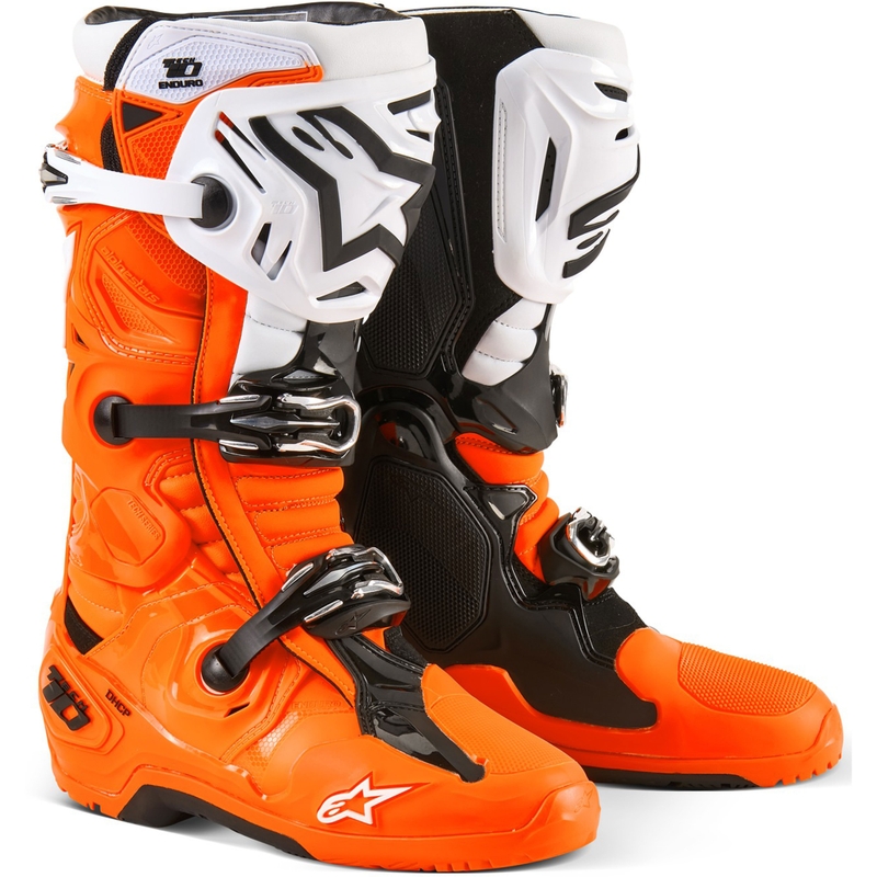 Alpinestars Tech 10 Enduro fluo πορτοκαλί-μαύρο-λευκό μπότες μοτοσικλέτας