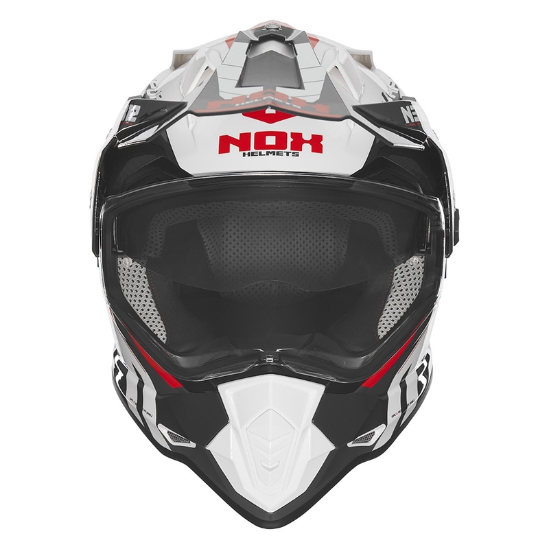 Κράνος μοτοσικλέτας Enduro NOX N312 Vapor λευκό-μαύρο-κόκκινο