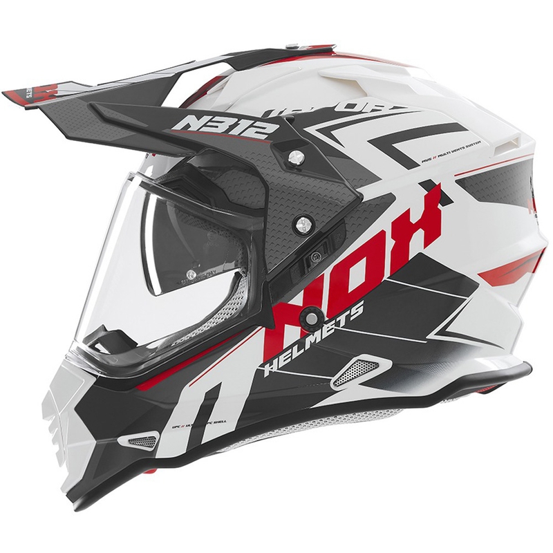 Κράνος μοτοσικλέτας Enduro NOX N312 Vapor λευκό-μαύρο-κόκκινο
