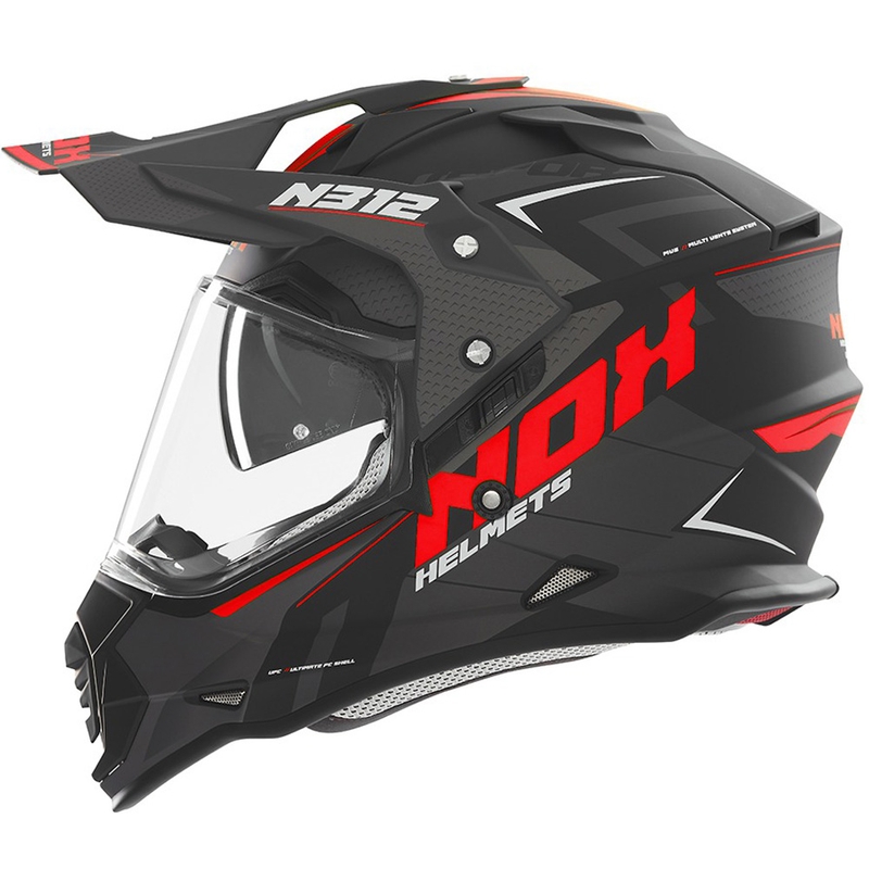 Enduro κράνος μοτοσικλέτας NOX N312 Vapor ματ μαύρο-κόκκινο