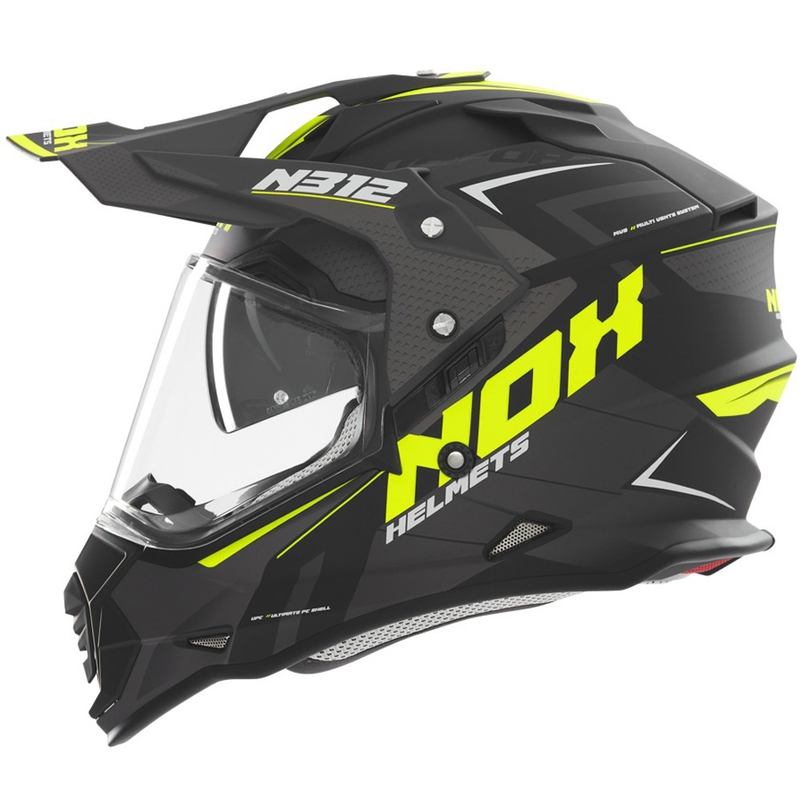 Enduro κράνος μοτοσικλέτας NOX N312 Vapor ματ μαύρο-κίτρινο