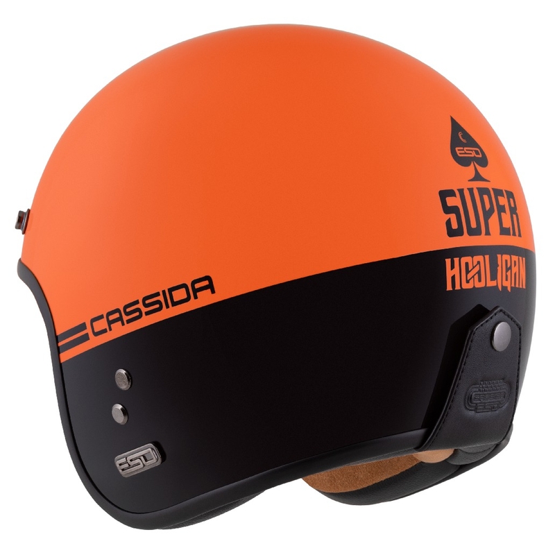 Cassida Eso Super Hooligan Open Κράνος Μοτοσικλέτας Μαύρο-Πορτοκαλί Μαργαριτάρι