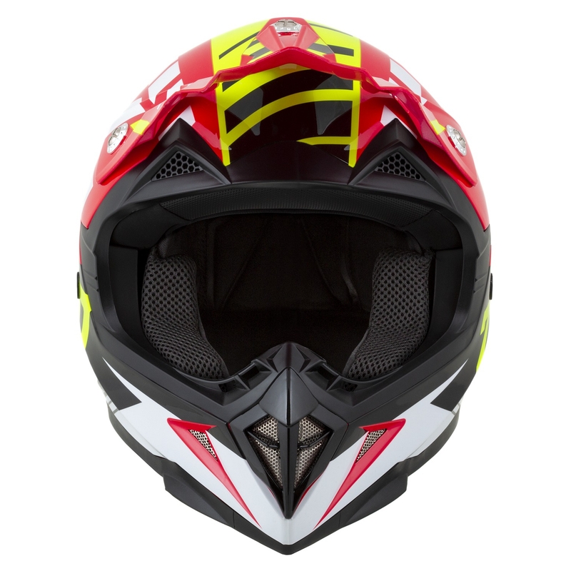 Κράνος Motocross για μοτοσικλέτα ZED X1.9 Targa κόκκινο-φλούο κίτρινο-μαύρο-λευκό