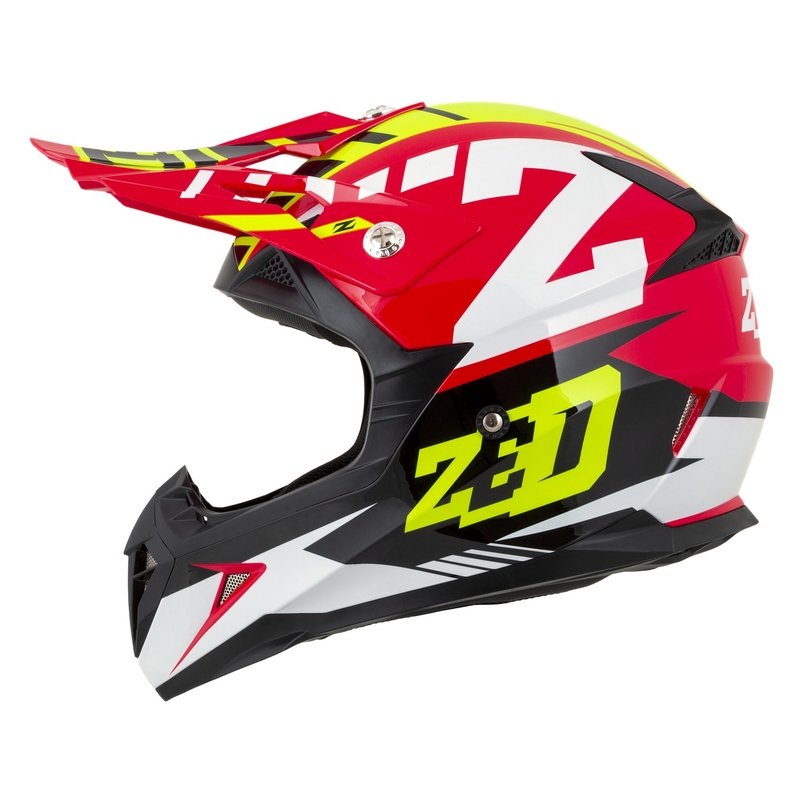 Κράνος Motocross για μοτοσικλέτα ZED X1.9 Targa κόκκινο-φλούο κίτρινο-μαύρο-λευκό