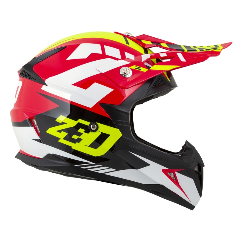 Κράνος Motocross για μοτοσικλέτα ZED X1.9 Targa κόκκινο-φλούο κίτρινο-μαύρο-λευκό