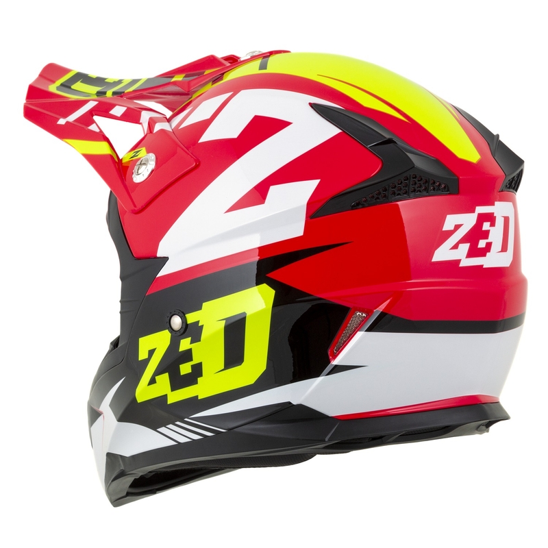 Κράνος Motocross για μοτοσικλέτα ZED X1.9 Targa κόκκινο-φλούο κίτρινο-μαύρο-λευκό