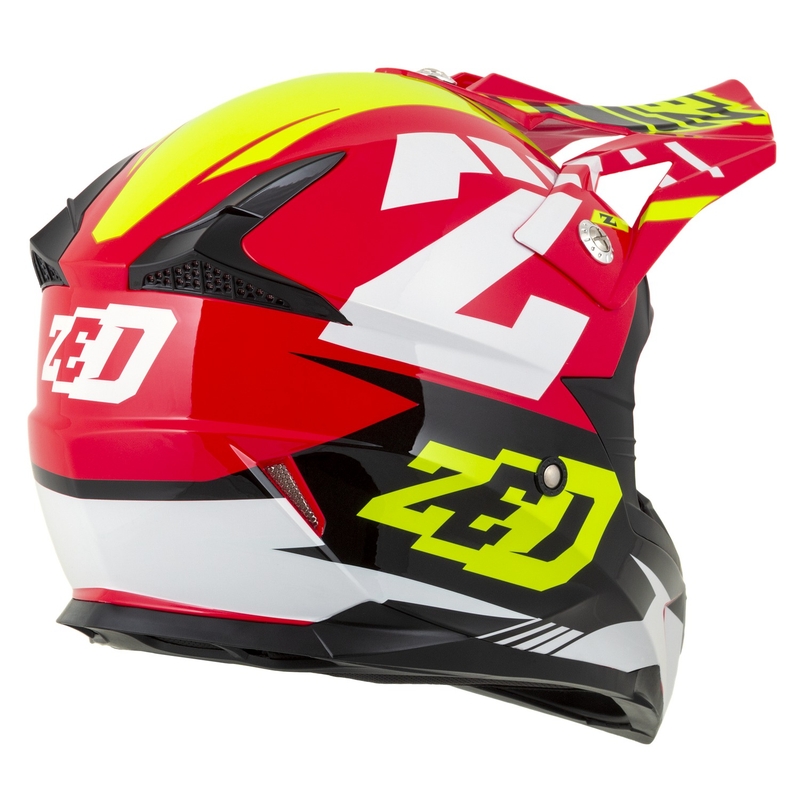 Κράνος Motocross για μοτοσικλέτα ZED X1.9 Targa κόκκινο-φλούο κίτρινο-μαύρο-λευκό