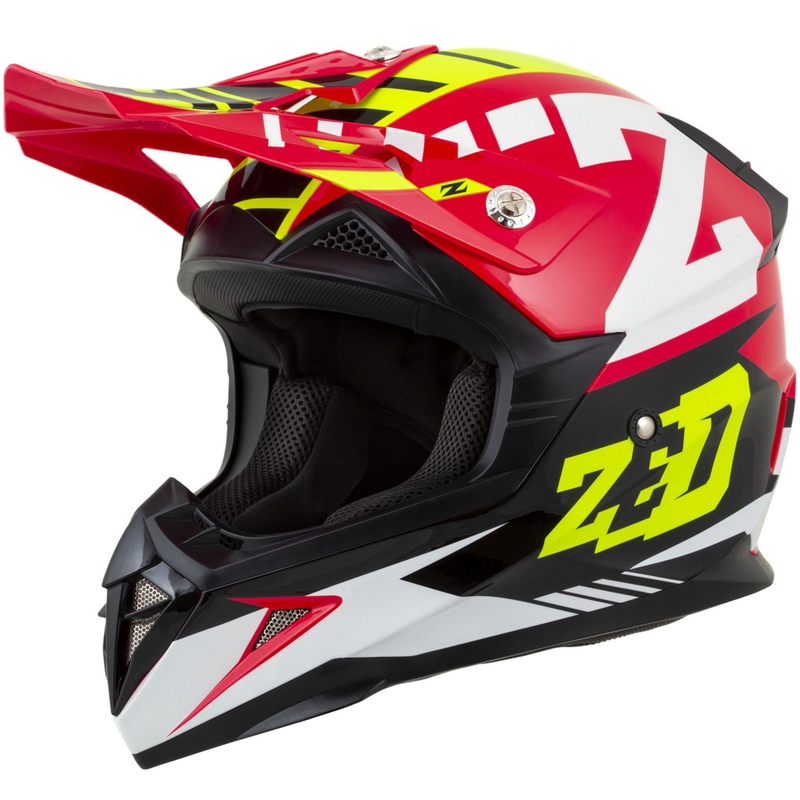 Κράνος Motocross για μοτοσικλέτα ZED X1.9 Targa κόκκινο-φλούο κίτρινο-μαύρο-λευκό