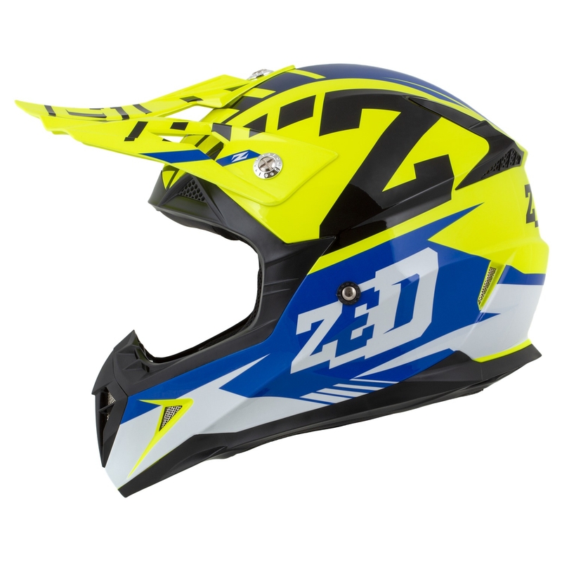 Κράνος Motocross για μοτοσικλέτα ZED X1.9 Targa fluo κίτρινο-μπλε-μαύρο-λευκό