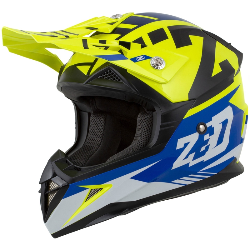 Κράνος Motocross για μοτοσικλέτα ZED X1.9 Targa fluo κίτρινο-μπλε-μαύρο-λευκό