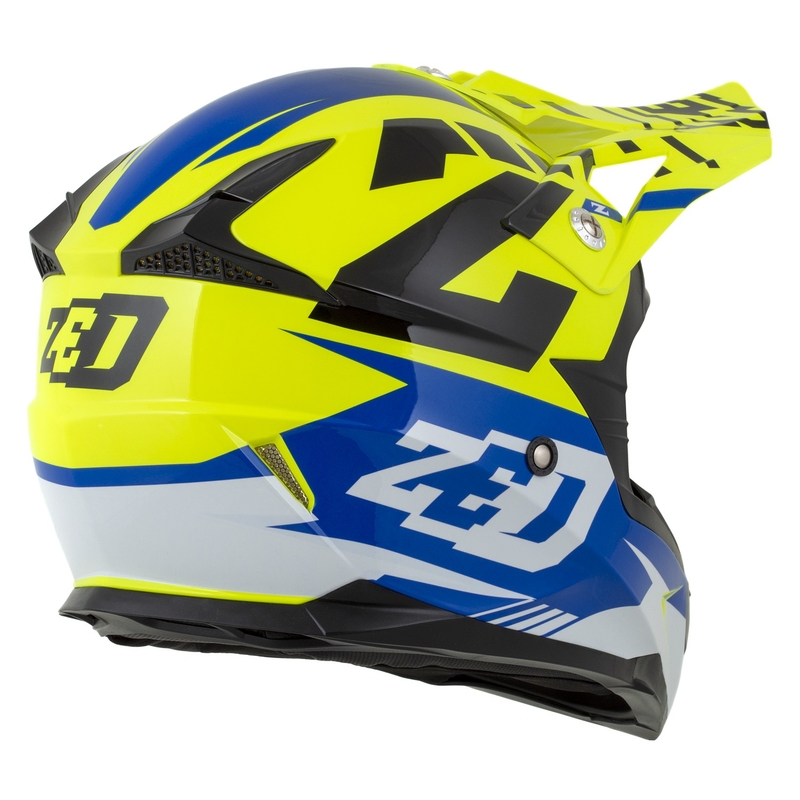 Παιδικό κράνος μοτοσικλέτας motocross ZED X1.9D Targa fluo κίτρινο-μπλε-μαύρο-λευκό