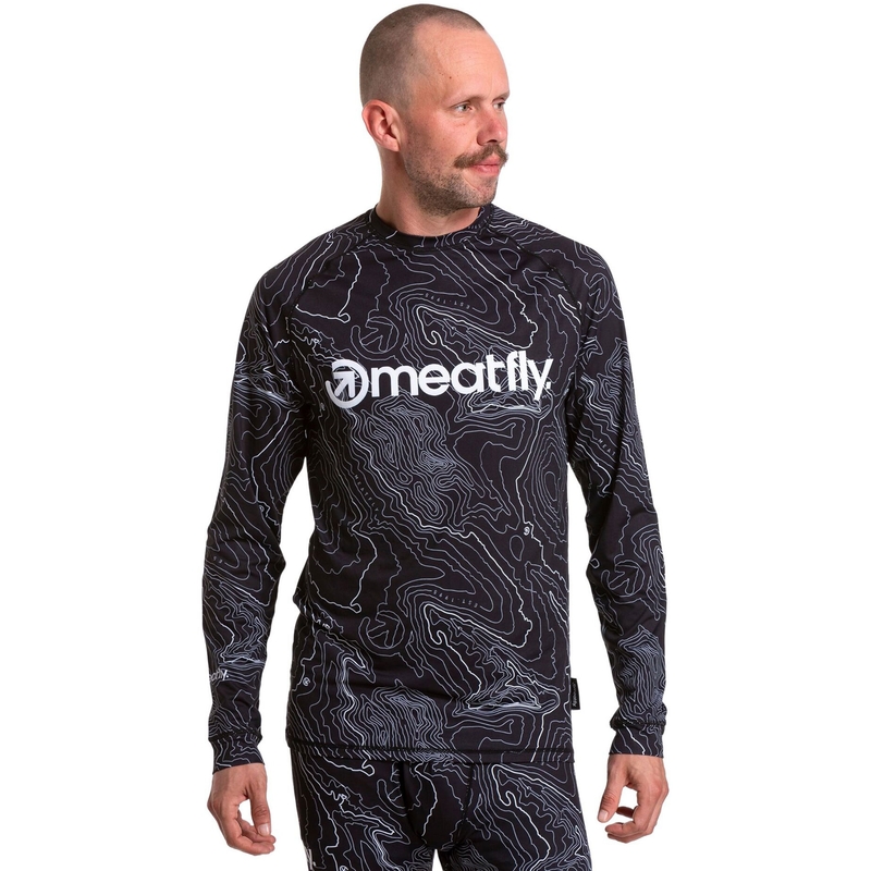 Ανδρικό θερμικό t-shirt Meatfly Avery μαύρο και λευκό