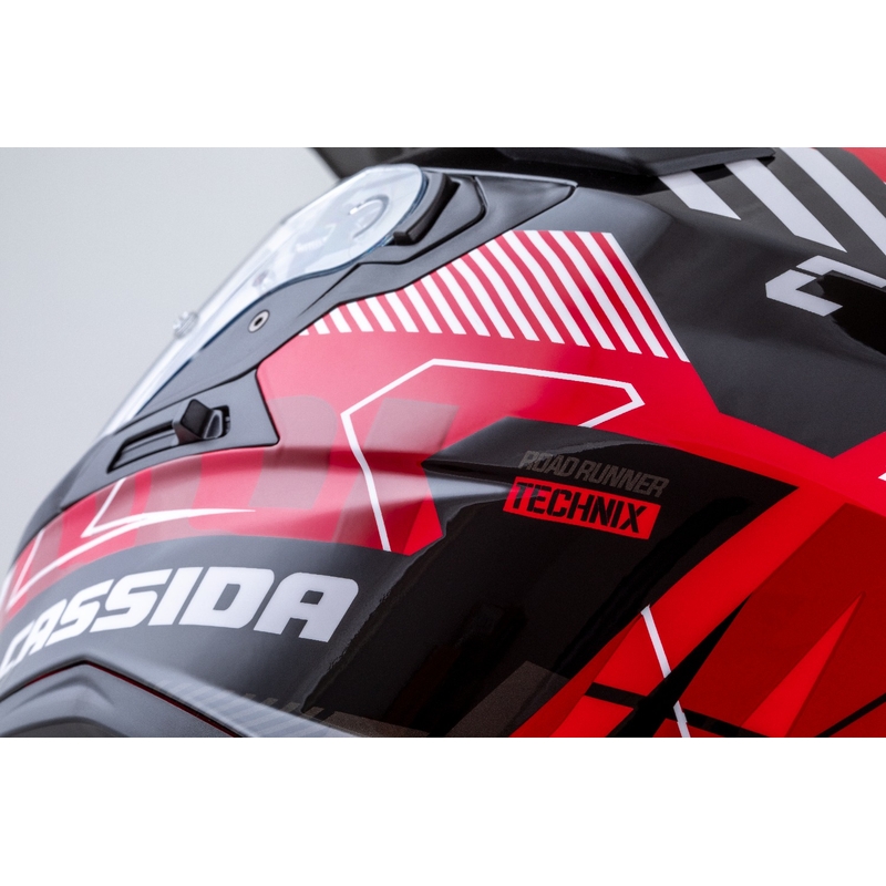 Κράνος Enduro Cassida Road Runner TechniX κόκκινο-μαύρο-λευκό-γκρι