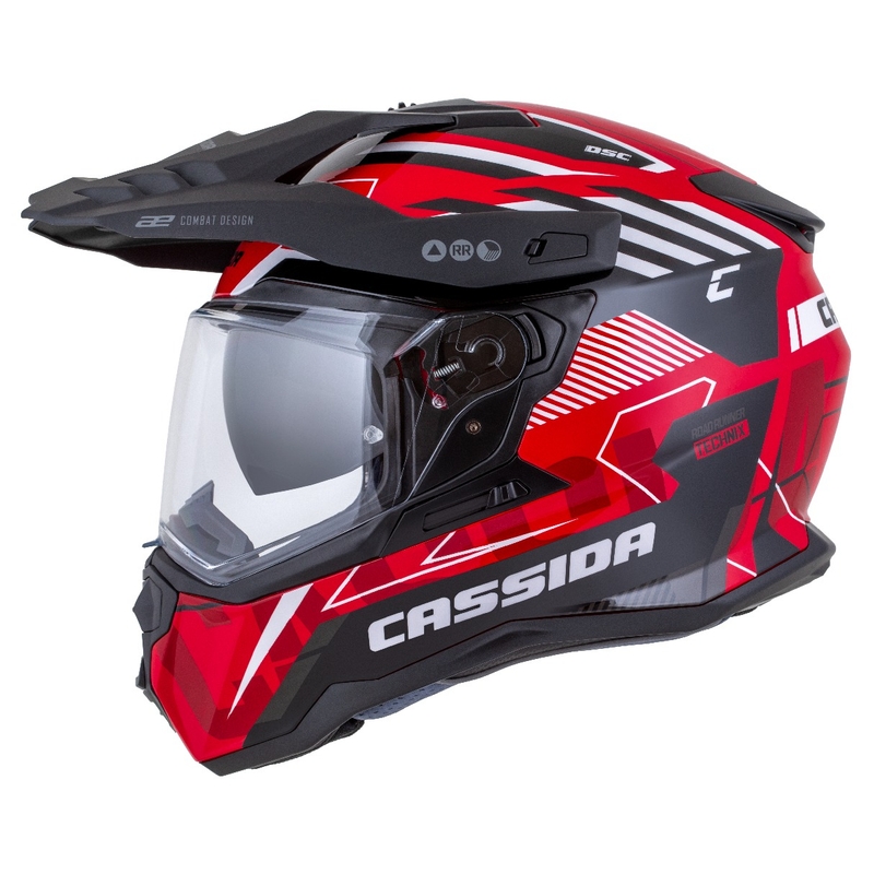 Κράνος Enduro Cassida Road Runner TechniX κόκκινο-μαύρο-λευκό-γκρι