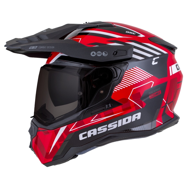 Κράνος Enduro Cassida Road Runner TechniX κόκκινο-μαύρο-λευκό-γκρι