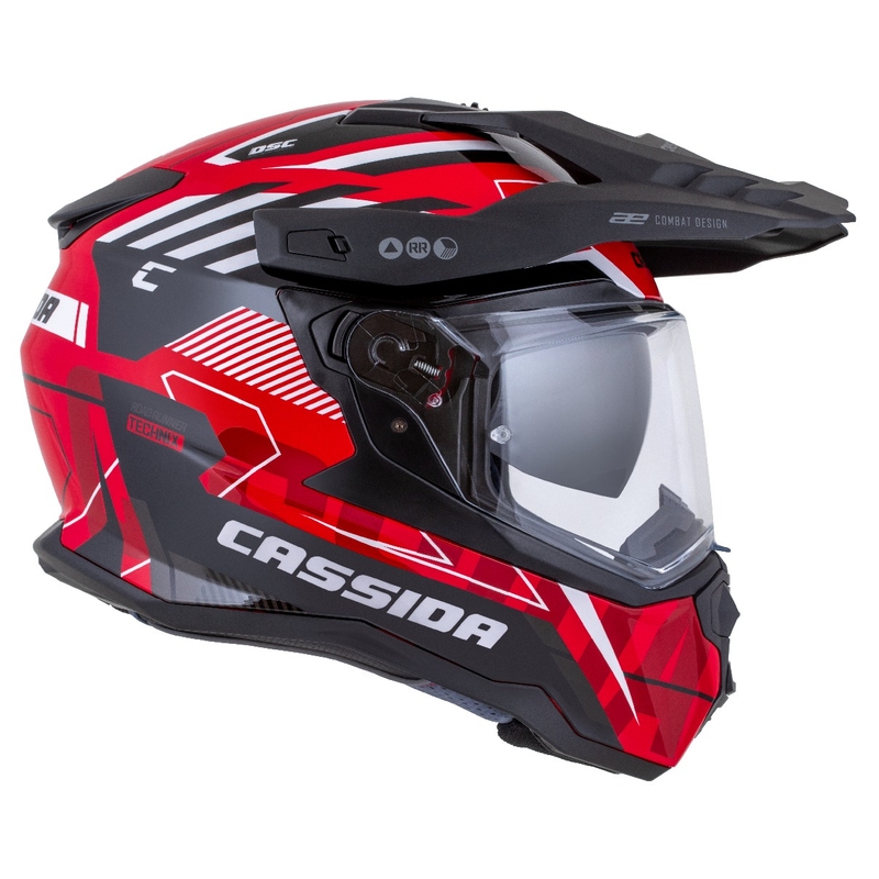 Κράνος Enduro Cassida Road Runner TechniX κόκκινο-μαύρο-λευκό-γκρι