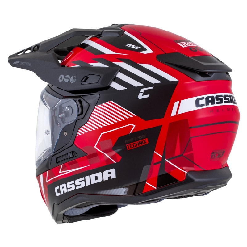 Κράνος Enduro Cassida Road Runner TechniX κόκκινο-μαύρο-λευκό-γκρι