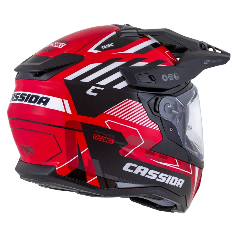 Κράνος Enduro Cassida Road Runner TechniX κόκκινο-μαύρο-λευκό-γκρι