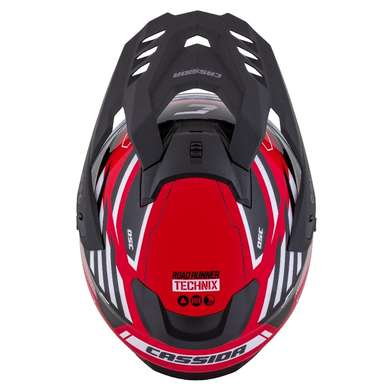 Κράνος Enduro Cassida Road Runner TechniX κόκκινο-μαύρο-λευκό-γκρι