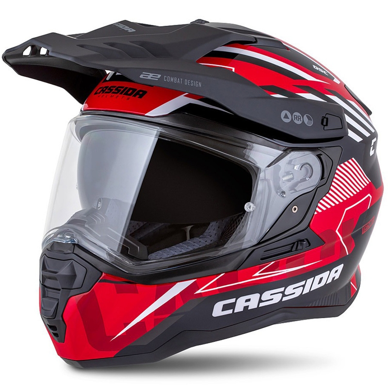 Κράνος Enduro Cassida Road Runner TechniX κόκκινο-μαύρο-λευκό-γκρι