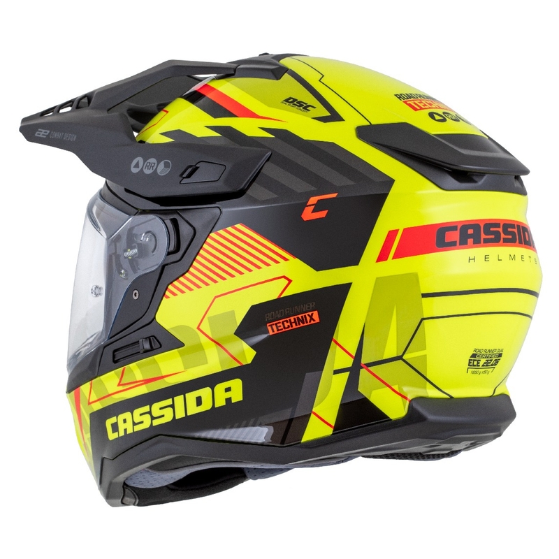 Enduro κράνος Cassida Road Runner TechniX fluo κίτρινο-μαύρο-πορτοκαλί-γκρι