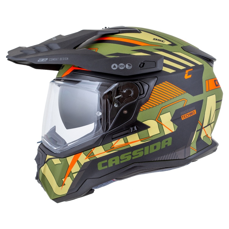 Enduro κράνος Cassida Road Runner TechniX ματ πράσινο-μαύρο-πορτοκαλί-γκρι