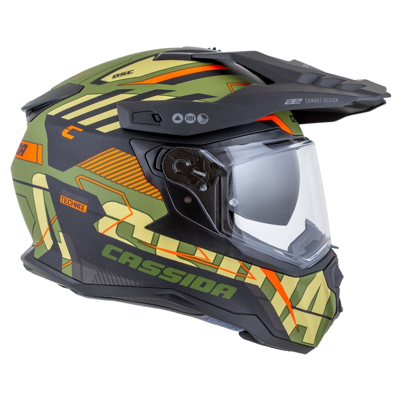 Enduro κράνος Cassida Road Runner TechniX ματ πράσινο-μαύρο-πορτοκαλί-γκρι