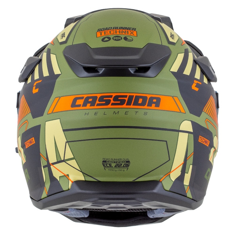 Enduro κράνος Cassida Road Runner TechniX ματ πράσινο-μαύρο-πορτοκαλί-γκρι