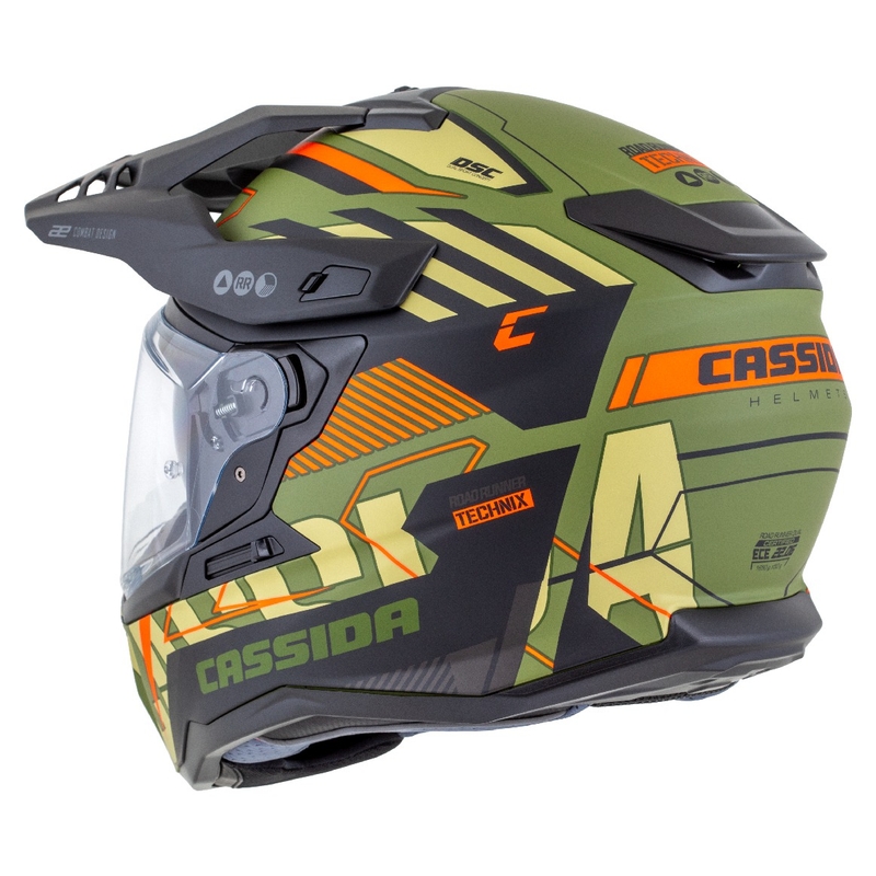 Enduro κράνος Cassida Road Runner TechniX ματ πράσινο-μαύρο-πορτοκαλί-γκρι