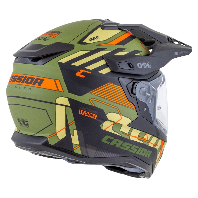 Enduro κράνος Cassida Road Runner TechniX ματ πράσινο-μαύρο-πορτοκαλί-γκρι