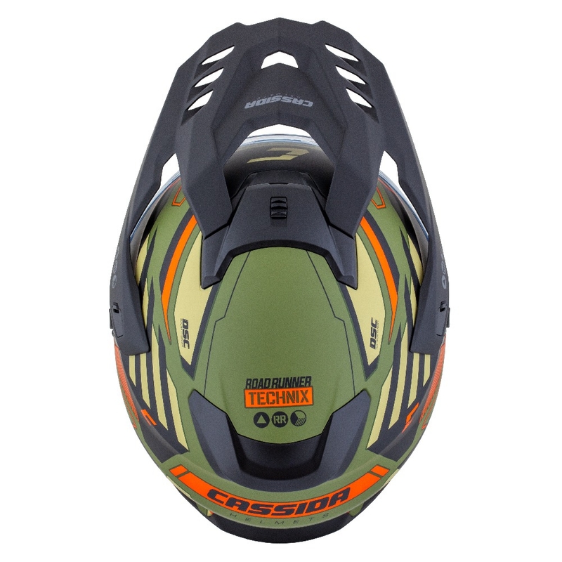 Enduro κράνος Cassida Road Runner TechniX ματ πράσινο-μαύρο-πορτοκαλί-γκρι