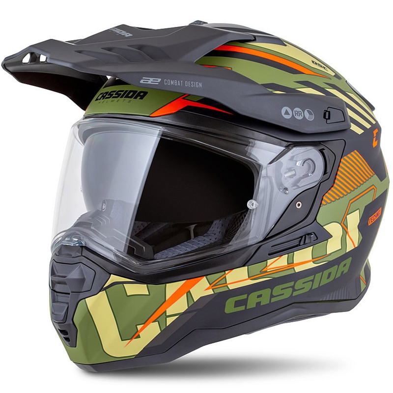 Enduro κράνος Cassida Road Runner TechniX ματ πράσινο-μαύρο-πορτοκαλί-γκρι