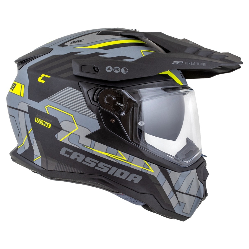 Enduro κράνος Cassida Road Runner TechniX ματ γκρι-μαύρο-φλούο κίτρινο
