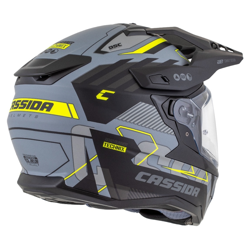 Enduro κράνος Cassida Road Runner TechniX ματ γκρι-μαύρο-φλούο κίτρινο