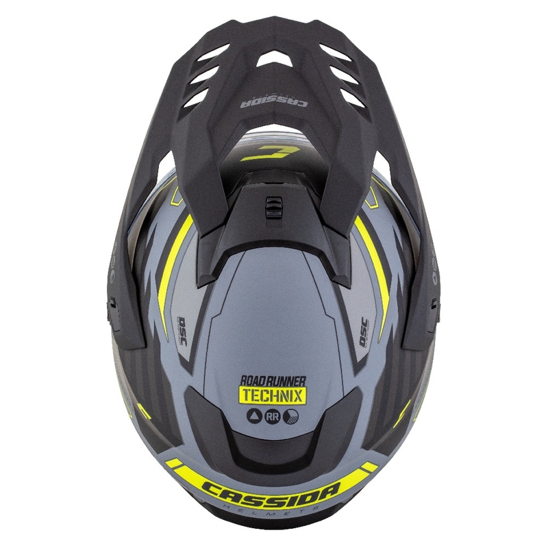 Enduro κράνος Cassida Road Runner TechniX ματ γκρι-μαύρο-φλούο κίτρινο