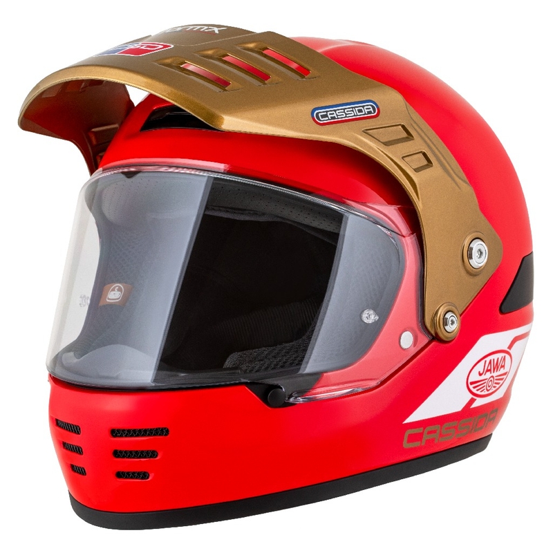 Κράνος Enduro Cassida FormX Jawa RotaX κόκκινο-λευκό-χρυσό