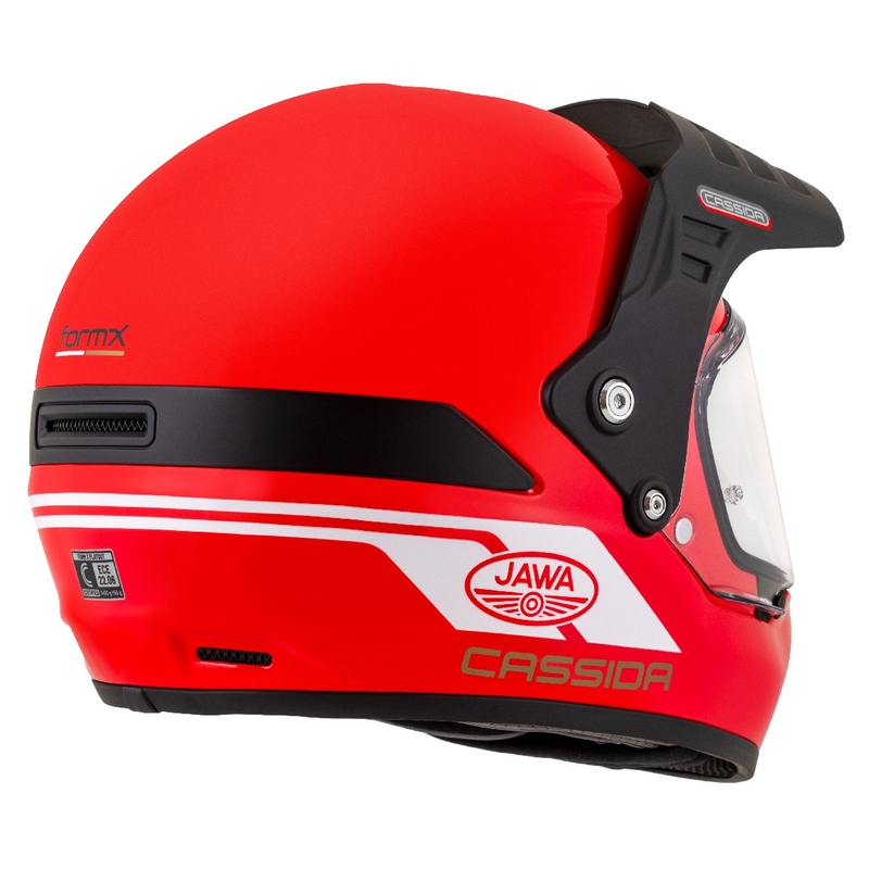 Κράνος Enduro Cassida FormX Jawa RotaX κόκκινο-λευκό-χρυσό