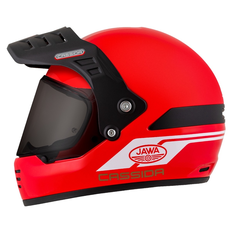 Κράνος Enduro Cassida FormX Jawa RotaX κόκκινο-λευκό-χρυσό