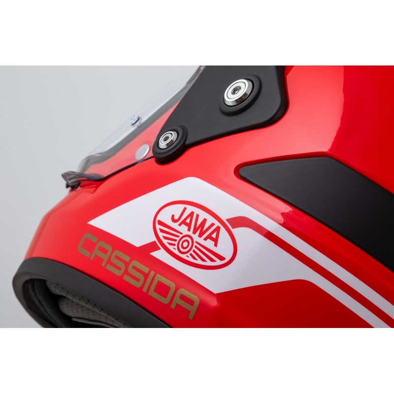 Κράνος Enduro Cassida FormX Jawa RotaX κόκκινο-λευκό-χρυσό