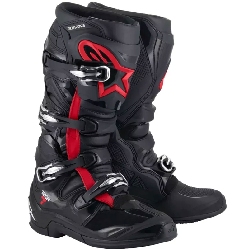 Alpinestars TECH 7 μπότες motocross μαύρο-φλούο κόκκινο