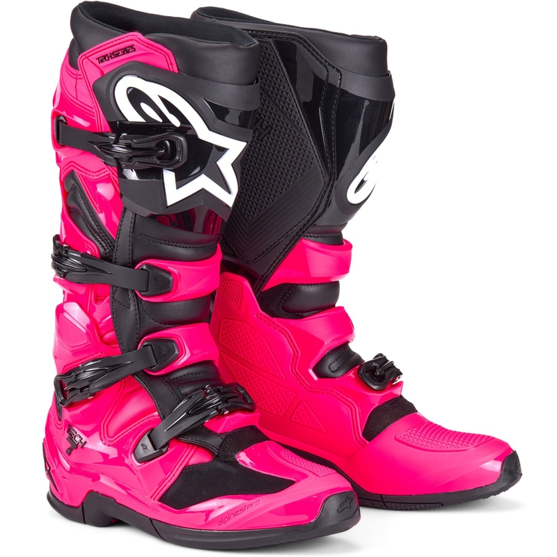 Alpinestars TECH 7 μπότες motocross ροζ και μαύρες