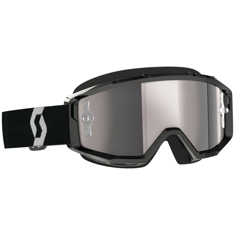 Γυαλιά Motocross SCOTT Primal CH μαύρο και λευκό με χρώμιο και ασημί plexi