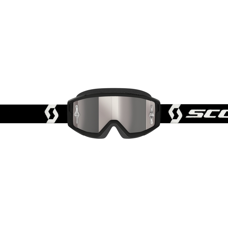 Γυαλιά Motocross SCOTT Primal CH μαύρο και λευκό με χρώμιο και ασημί plexi