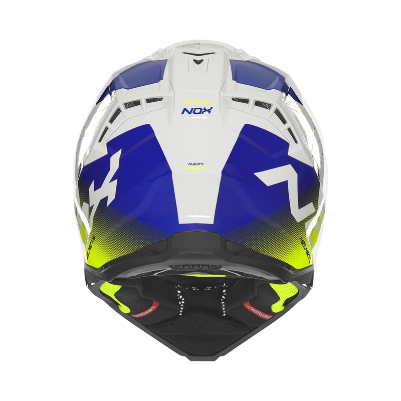 Κράνος Motocross NOX N634 λευκό-μπλε-φλούο κίτρινο