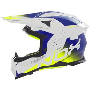 Κράνος Motocross NOX N634 λευκό-μπλε-φλούο κίτρινο