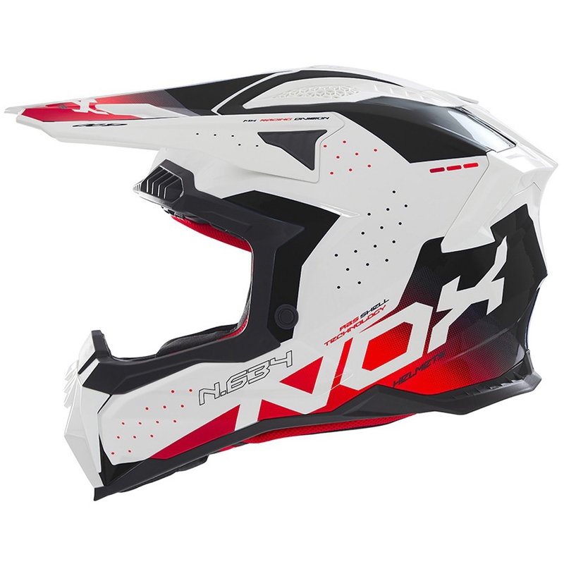 Κράνος Motocross NOX N634 λευκό-μαύρο-κόκκινο