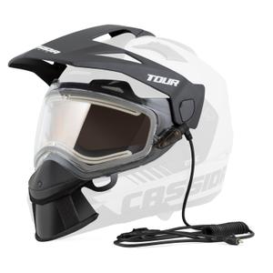 Cassida Tour ηλεκτρικό σετ θέρμανσης κράνους με διαφανές πλεξιγκράμ και πορτοκαλί αντιθαμβωτική οθόνη