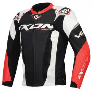 IXON Vortex 3 μαύρο-λευκό-κόκκινο δερμάτινο μπουφάν μοτοσικλέτας
