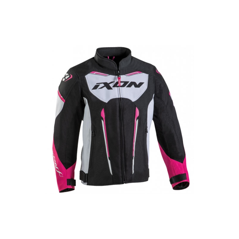 Παιδικό μπουφάν μοτοσικλέτας IXON Striker Air μαύρο-λευκό-ροζ